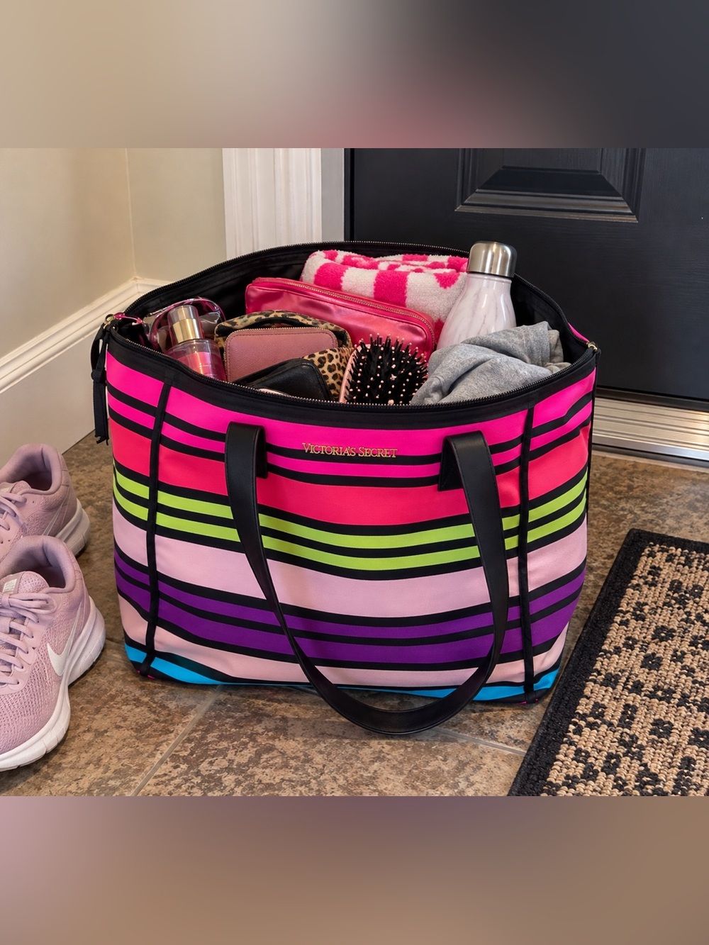 Victoria’s Secret Large Multicolour Striped Weekender Tote Bag